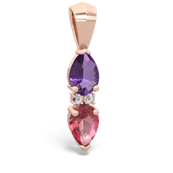 Amethyst Bowtie Drop 14K Rose Gold pendant P0865