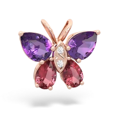 Amethyst Butterfly 14K Rose Gold pendant P2215