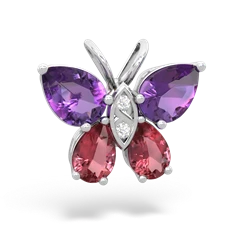 Amethyst Butterfly 14K White Gold pendant P2215