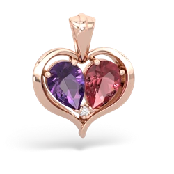 Amethyst Two Become One 14K Rose Gold pendant P5330