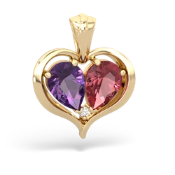 Amethyst Two Become One 14K Yellow Gold pendant P5330