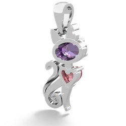 Amethyst Kitten 14K White Gold pendant P5780