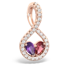 Amethyst Pave Twist 'One Heart' 14K Rose Gold pendant P5360