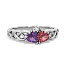 Amethyst Heart To Heart Braid 14K White Gold ring R5870