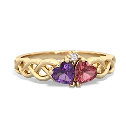 Amethyst Heart To Heart Braid 14K Yellow Gold ring R5870