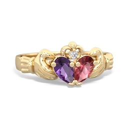 Amethyst 'Our Heart' Claddagh 14K Yellow Gold ring R2388