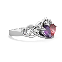 Amethyst 'One Heart' Celtic Knot Claddagh 14K White Gold ring R5322