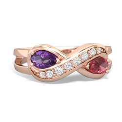 Amethyst Diamond Infinity 14K Rose Gold ring R5390