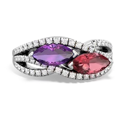 Amethyst Diamond Rivers 14K White Gold ring R3070