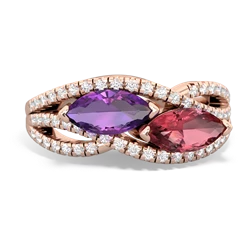 Amethyst Diamond Rivers 14K Rose Gold ring R3070