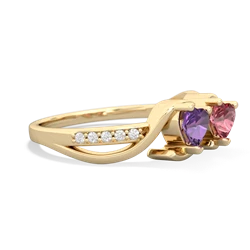 Amethyst Side By Side 14K Yellow Gold ring R3090