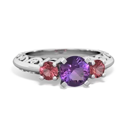 Amethyst Art Deco Eternal Embrace Engagement 14K White Gold ring C2003