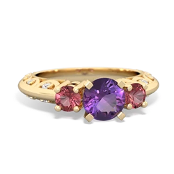 Amethyst Art Deco Eternal Embrace Engagement 14K Yellow Gold ring C2003