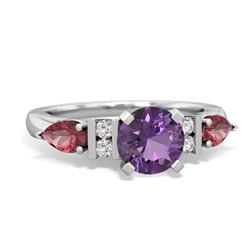 Amethyst 6Mm Round Eternal Embrace Engagement 14K White Gold ring R2005