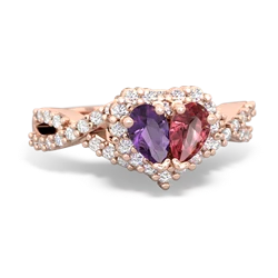 Amethyst Diamond Twist 'One Heart' 14K Rose Gold ring R2640HRT