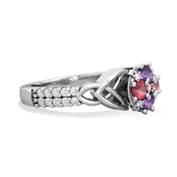 Amethyst Celtic Knot Cluster Engagement 14K White Gold ring R26443RD