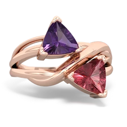 Amethyst Split Band Swirl 14K Rose Gold ring R2341