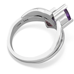 Amethyst Split Band Swirl 14K White Gold ring R2341