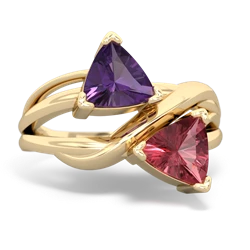 Amethyst Split Band Swirl 14K Yellow Gold ring R2341