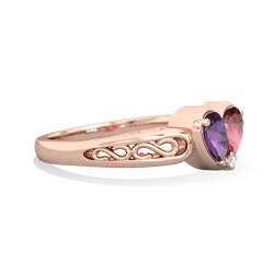 Amethyst Filligree 'One Heart' 14K Rose Gold ring R5070