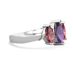 Amethyst Three Peeks 14K White Gold ring R2433