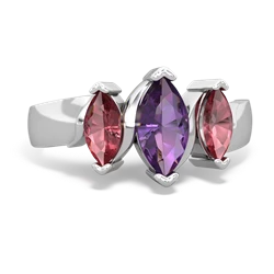 Amethyst Three Peeks 14K White Gold ring R2433