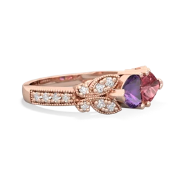 Amethyst Diamond Butterflies 14K Rose Gold ring R5601