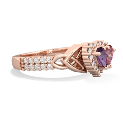 Amethyst Celtic Knot Two Hearts As One 14K Rose Gold ring R2644HRT