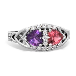 Amethyst Sparkling Celtic Knot 14K White Gold ring R2645