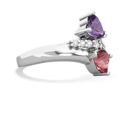 Amethyst Heart To Heart 14K White Gold ring R2064