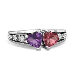 Amethyst Heart To Heart 14K White Gold ring R3342