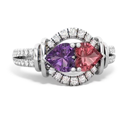 Amethyst Art-Deco Keepsake 14K White Gold ring R5630