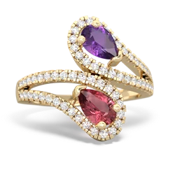 Amethyst Diamond Dazzler 14K Yellow Gold ring R3000