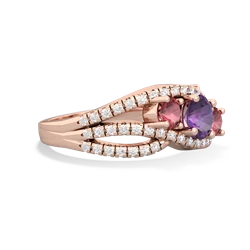 Amethyst Three Stone Aurora 14K Rose Gold ring R3080