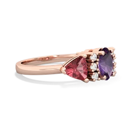 Amethyst Antique Style Three Stone 14K Rose Gold ring R2186