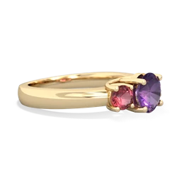 Amethyst Three Stone Round Trellis 14K Yellow Gold ring R4018