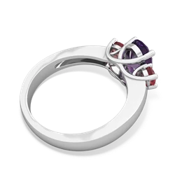 Amethyst Three Stone Oval Trellis 14K White Gold ring R4024