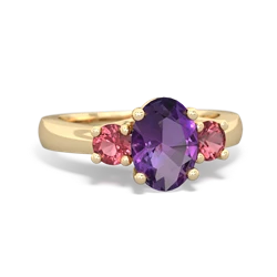 Amethyst Three Stone Oval Trellis 14K Yellow Gold ring R4024