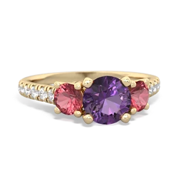 Amethyst Pave Trellis 14K Yellow Gold ring R5500