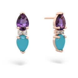 Amethyst Bowtie Drop 14K Rose Gold earrings E0865