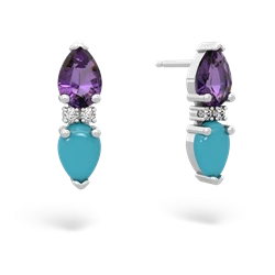 Amethyst Bowtie Drop 14K White Gold earrings E0865