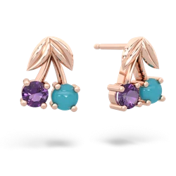 Amethyst Sweet Cherries 14K Rose Gold earrings E7001