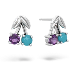 Amethyst Sweet Cherries 14K White Gold earrings E7001