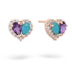 Amethyst Halo 14K Rose Gold earrings E7008