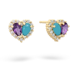 Amethyst Halo 14K Yellow Gold earrings E7008