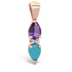 Amethyst Bowtie Drop 14K Rose Gold pendant P0865