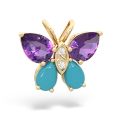 Amethyst Butterfly 14K Yellow Gold pendant P2215