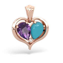 Amethyst Two Become One 14K Rose Gold pendant P5330