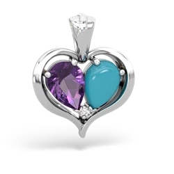 Amethyst Two Become One 14K White Gold pendant P5330