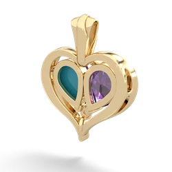 Amethyst Two Become One 14K Yellow Gold pendant P5330